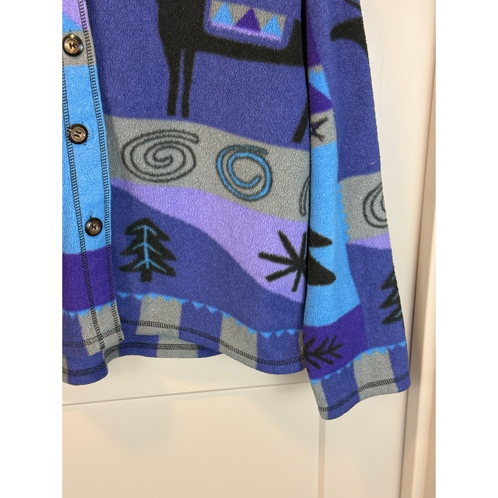 Sigrid Olsen Purple Blue North Woods Fleece Jacket Size Medium Woodland - Picture 7 of 9